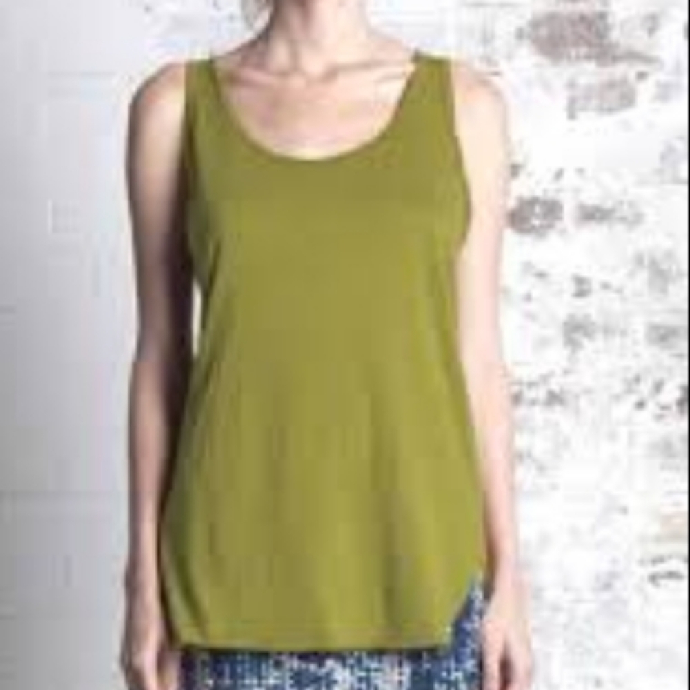 Eileen Fisher Green Scoopneck Silk Tank size small